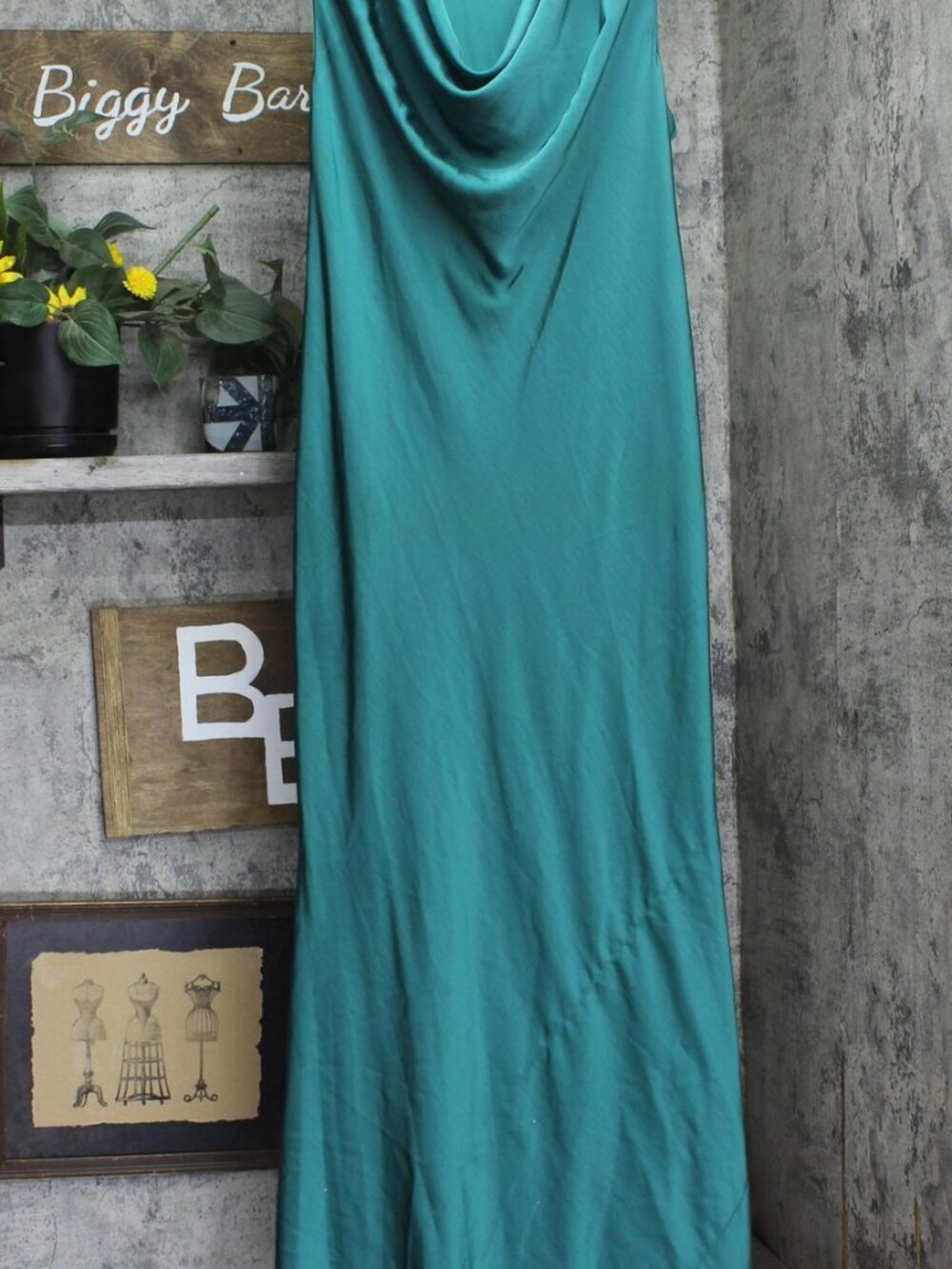 Donna Karan Green Donna Karan Cowlneck Slip Gown Dress Evening Lawn